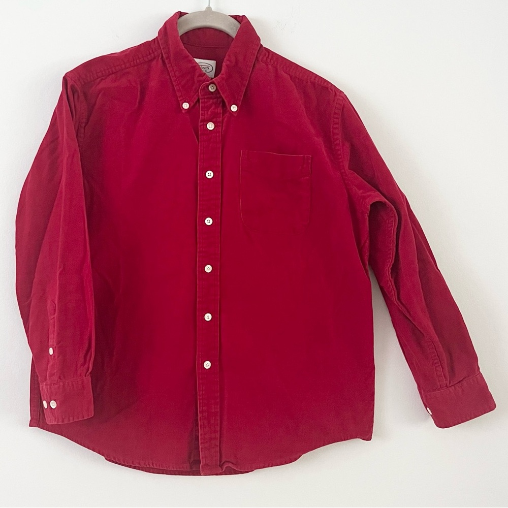 Talbots Kids Vibrant Red Cotton Button Down Corduroy Shirt